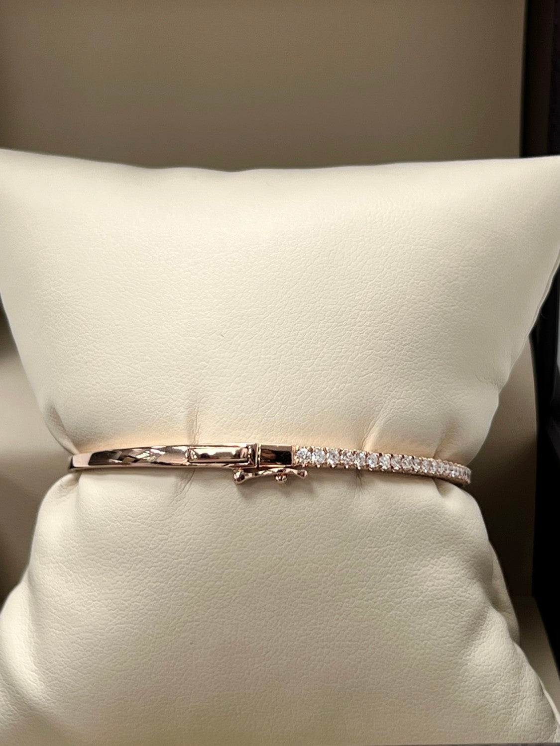 Classic 14K Rose Gold Diamond Bangle