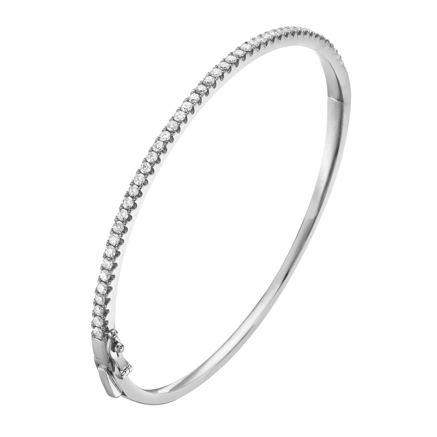 Classic 14K White GOld Diamond Bangle