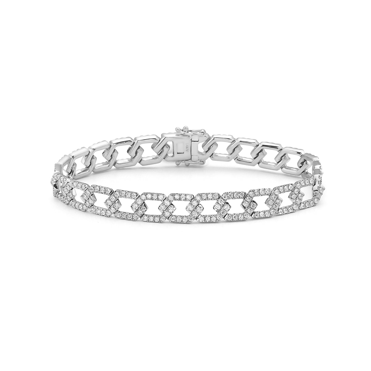 14K White Gold Diamond Locking Links Bracelet