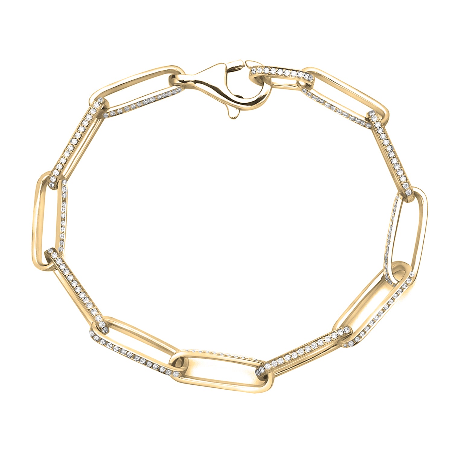 14K Yellow Gold Eternity Diamond Paperclip Bracelet