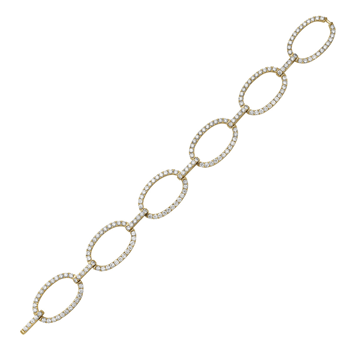 14K Yellow Gold Diamond Open Circle Link Bangle