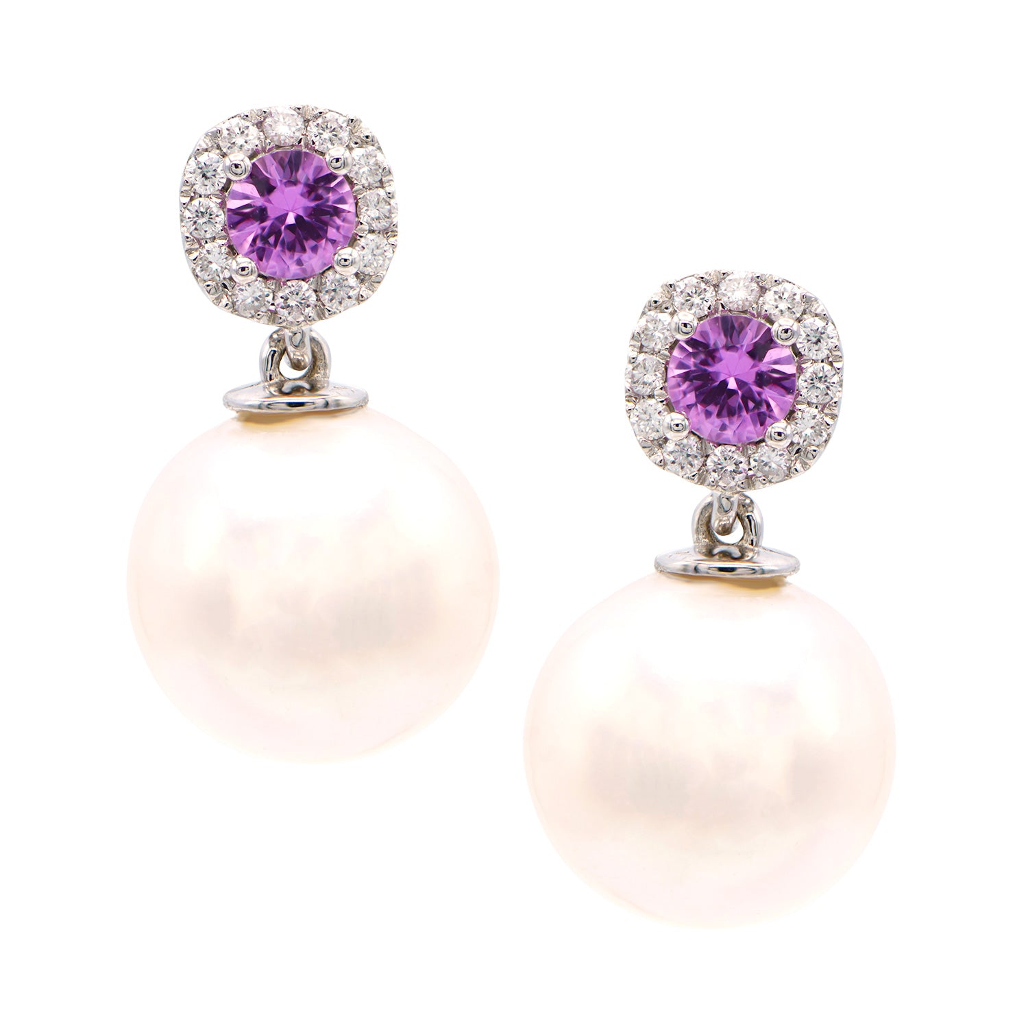 Earrings 14KW/1.3G W.FW 2PS-0.39CT 24RD-0.14CT 10-11mm AE112002PS