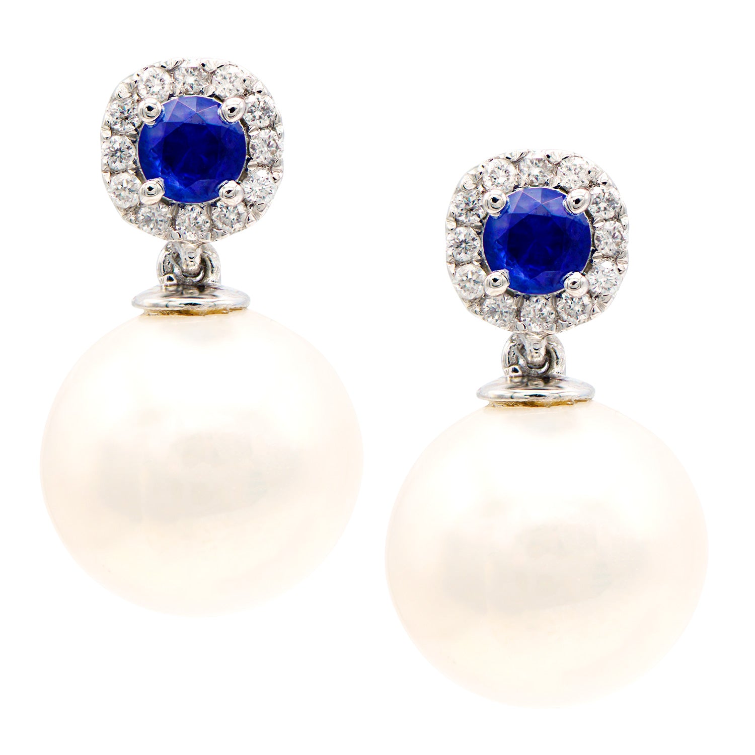 Earrings 14KW/1.3G W.FW 2SAPP-0.39CT 24RD-0.14CT 10-11mm