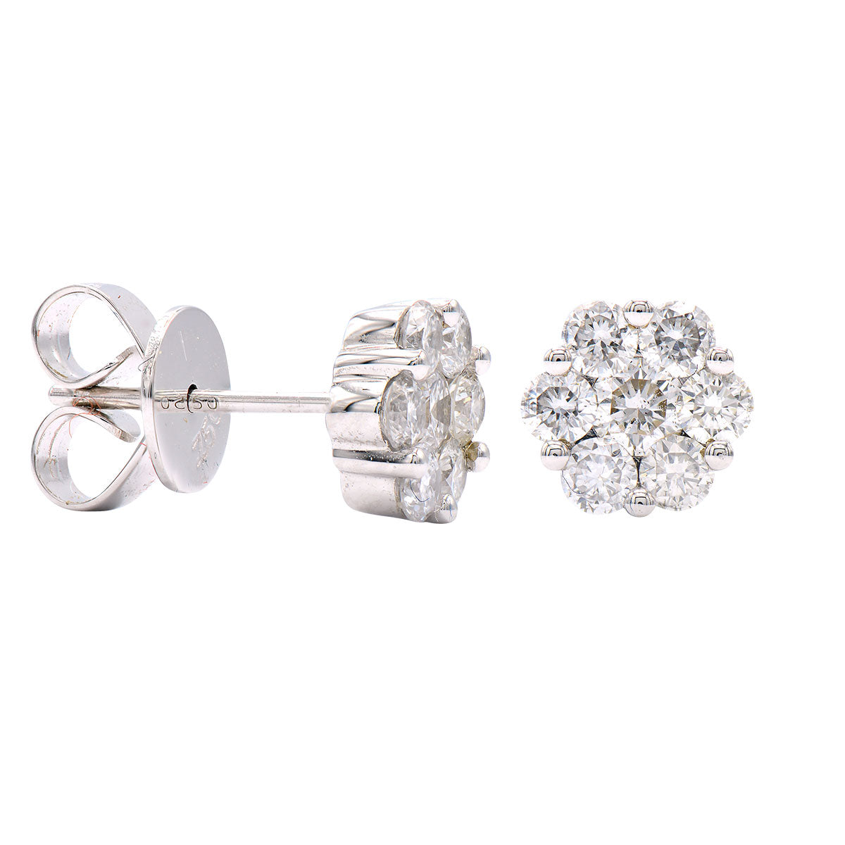 14K White Gold Naomi Stud Earrings - Medium