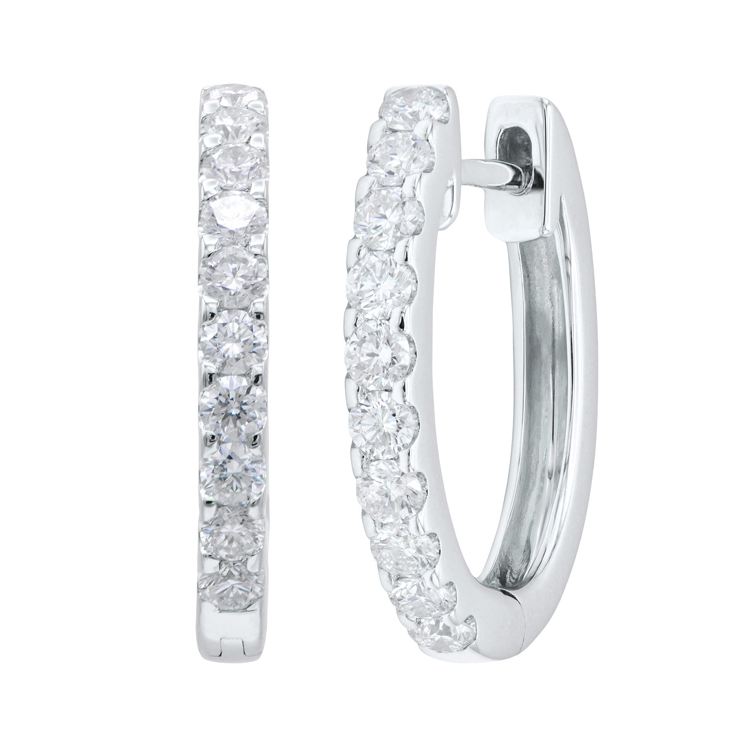 14K White Gold Extra Sparkle Huggie Earring