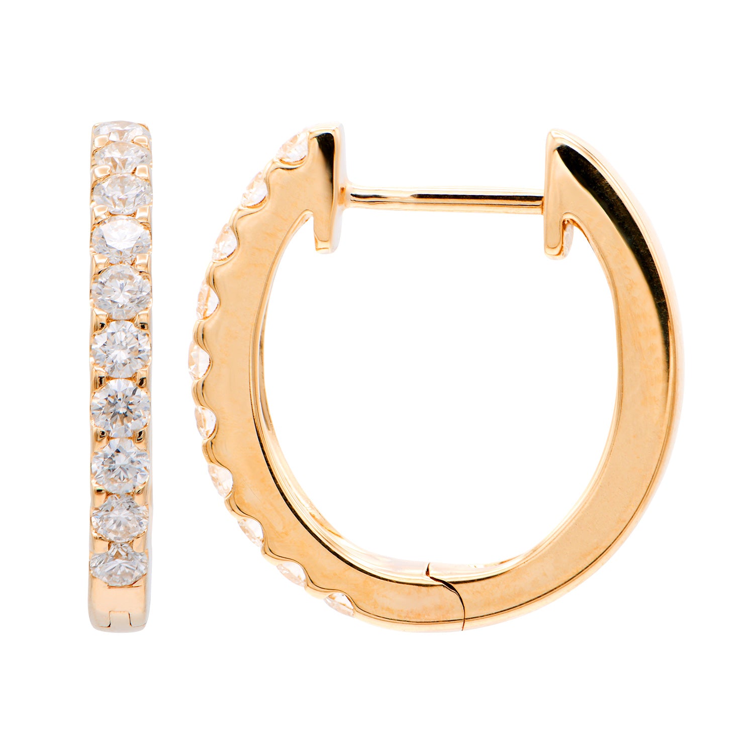 14K Rose Gold Extra Sparkle Huggie Earring