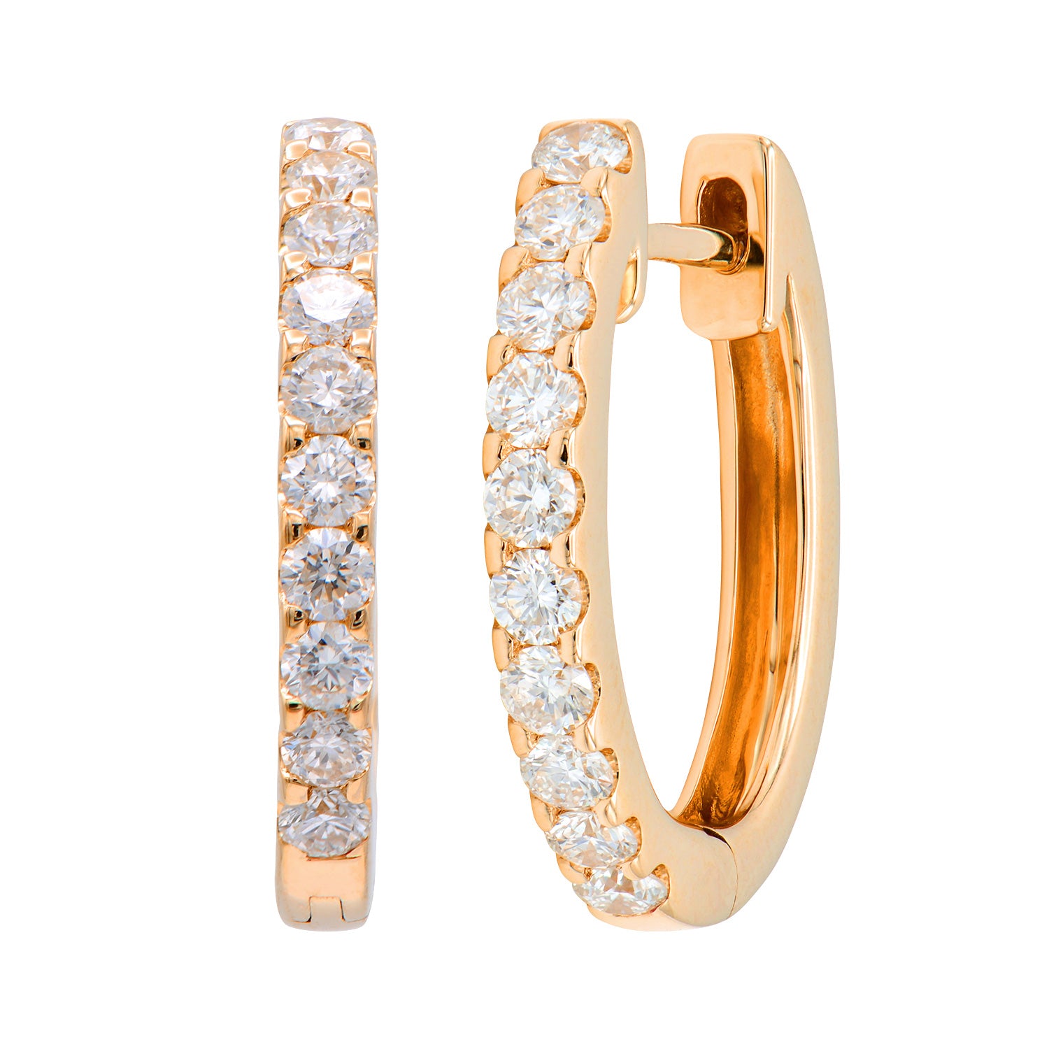 14K Rose Gold Extra Sparkle Huggie Earring