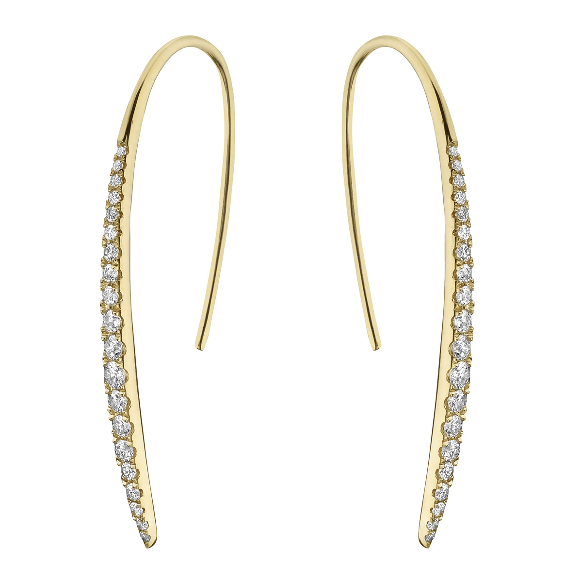 14K Yellow Gold Diamond Hook Earrings