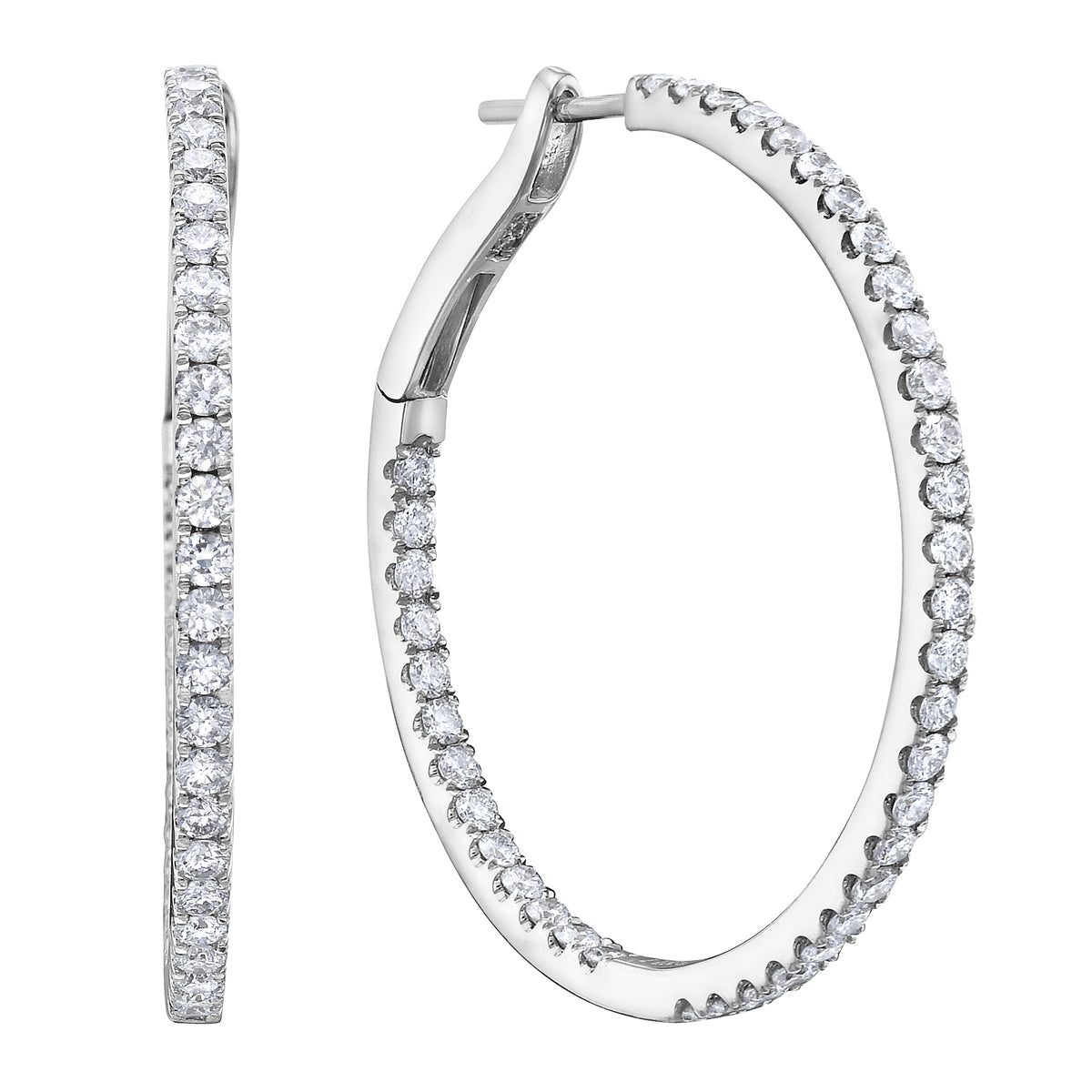 18KW Diamond Hoop Earrings