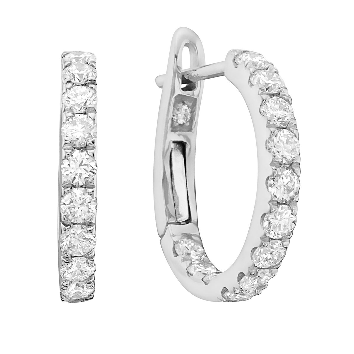 14K White Gold Classic Round Huggies - XL