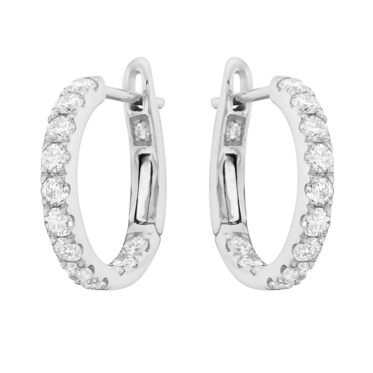 14K White Gold Classic Round Huggies - XL