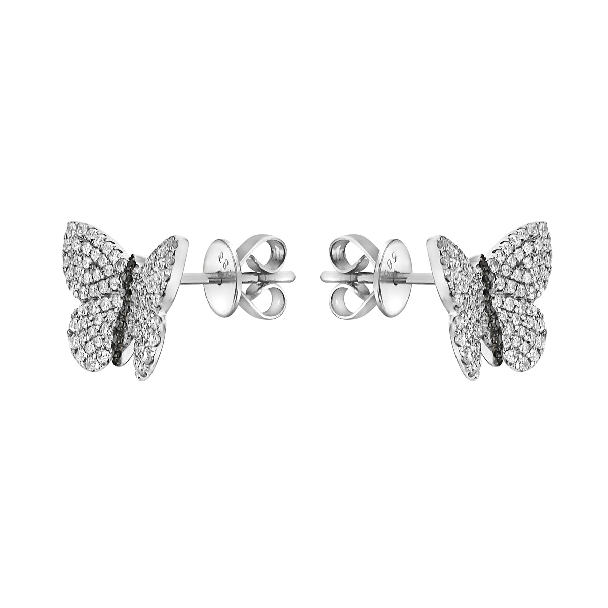 White Gold Butterfly Stud Earrings