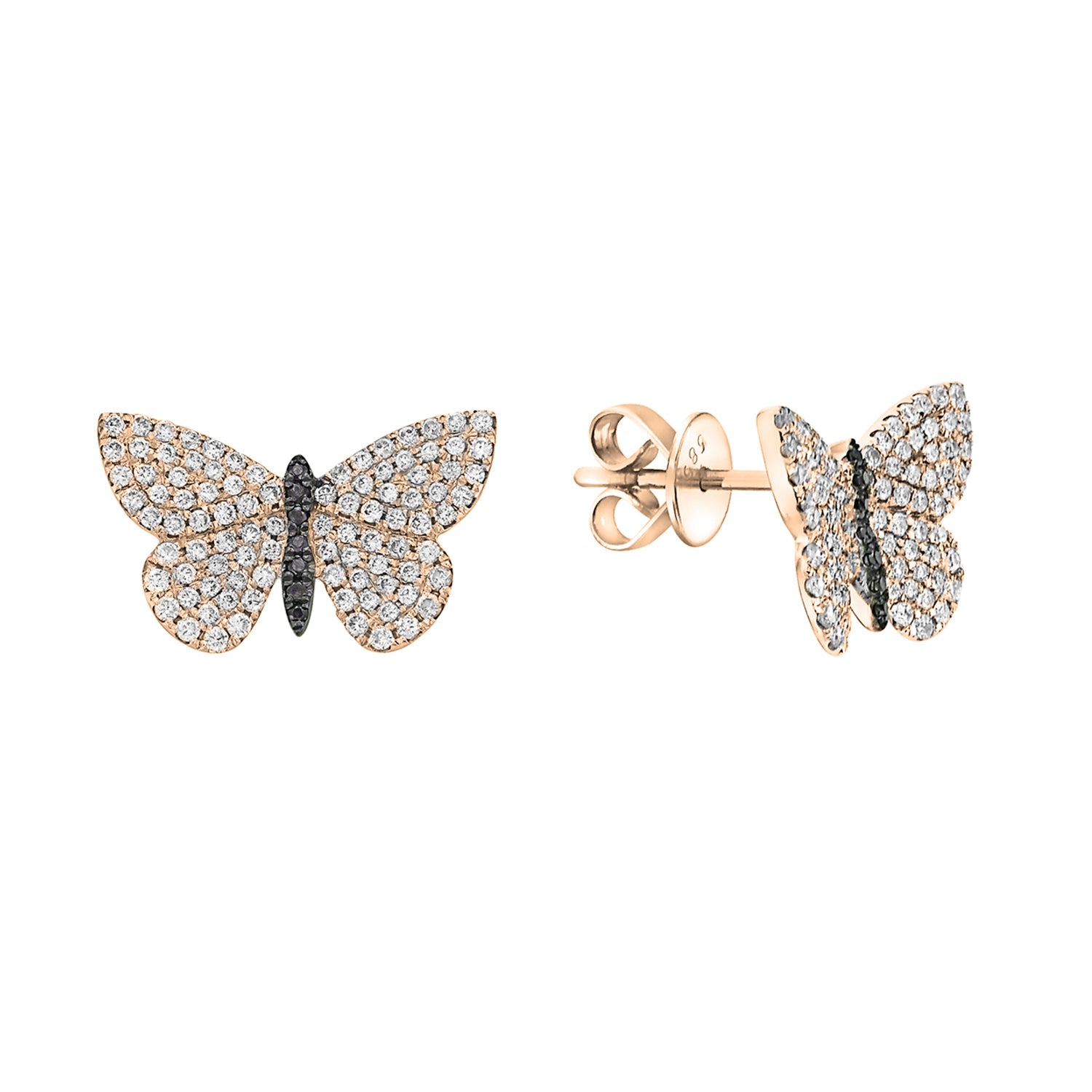 Yellow Gold Butterfly Stud Earrings