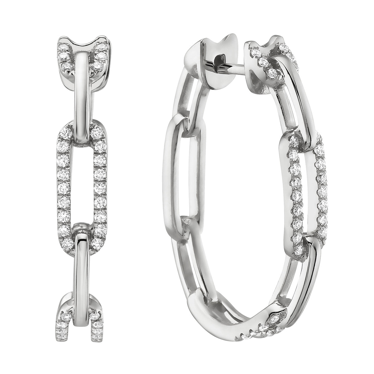 White Gold Paperclip Hoop Earrings