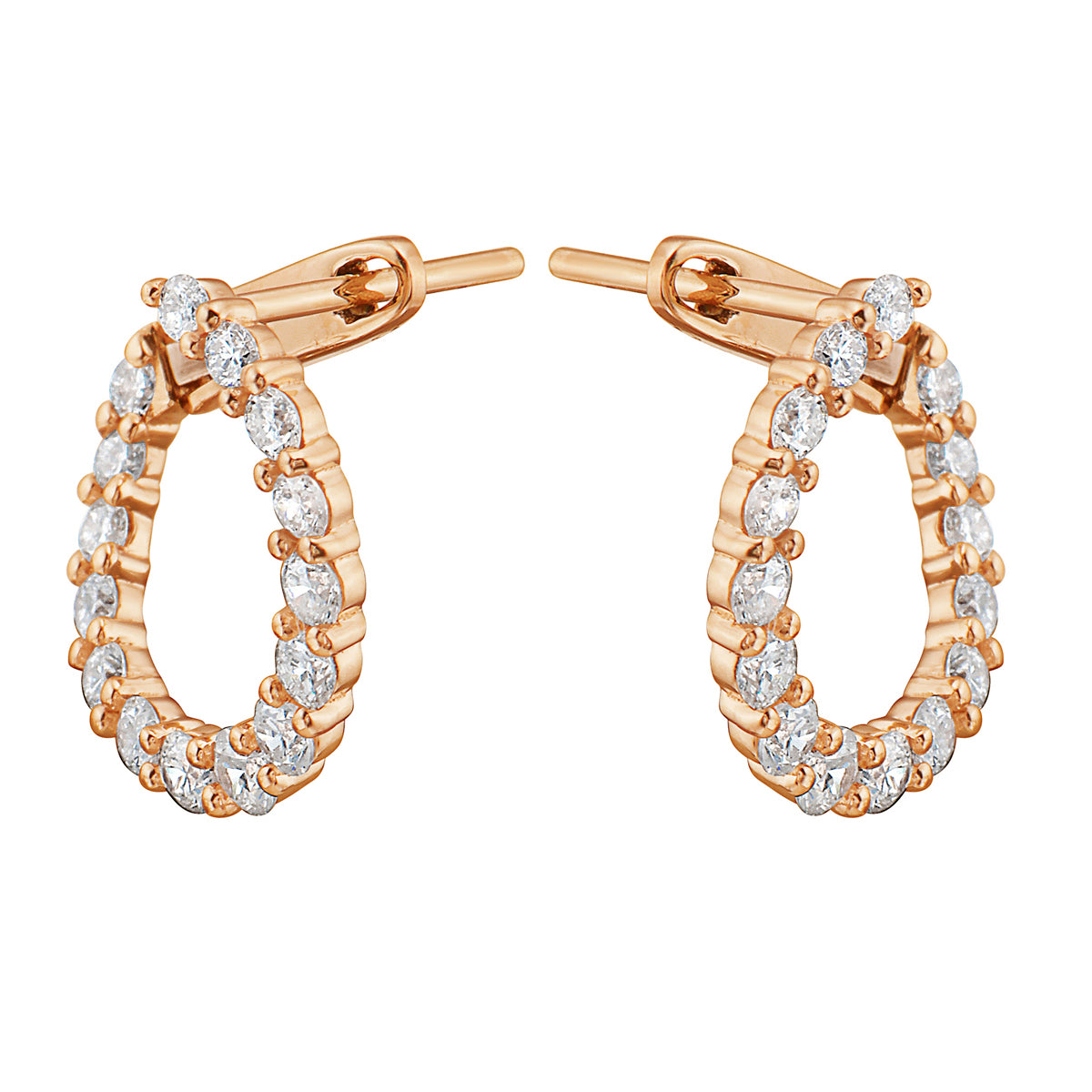 14K Rose Gold Halo Earring