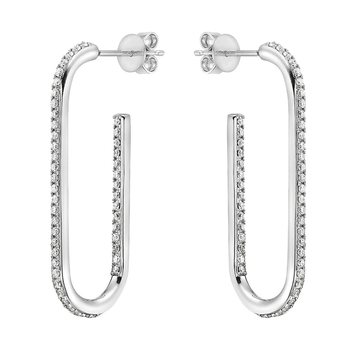 White Gold Oval Hoop Earrings