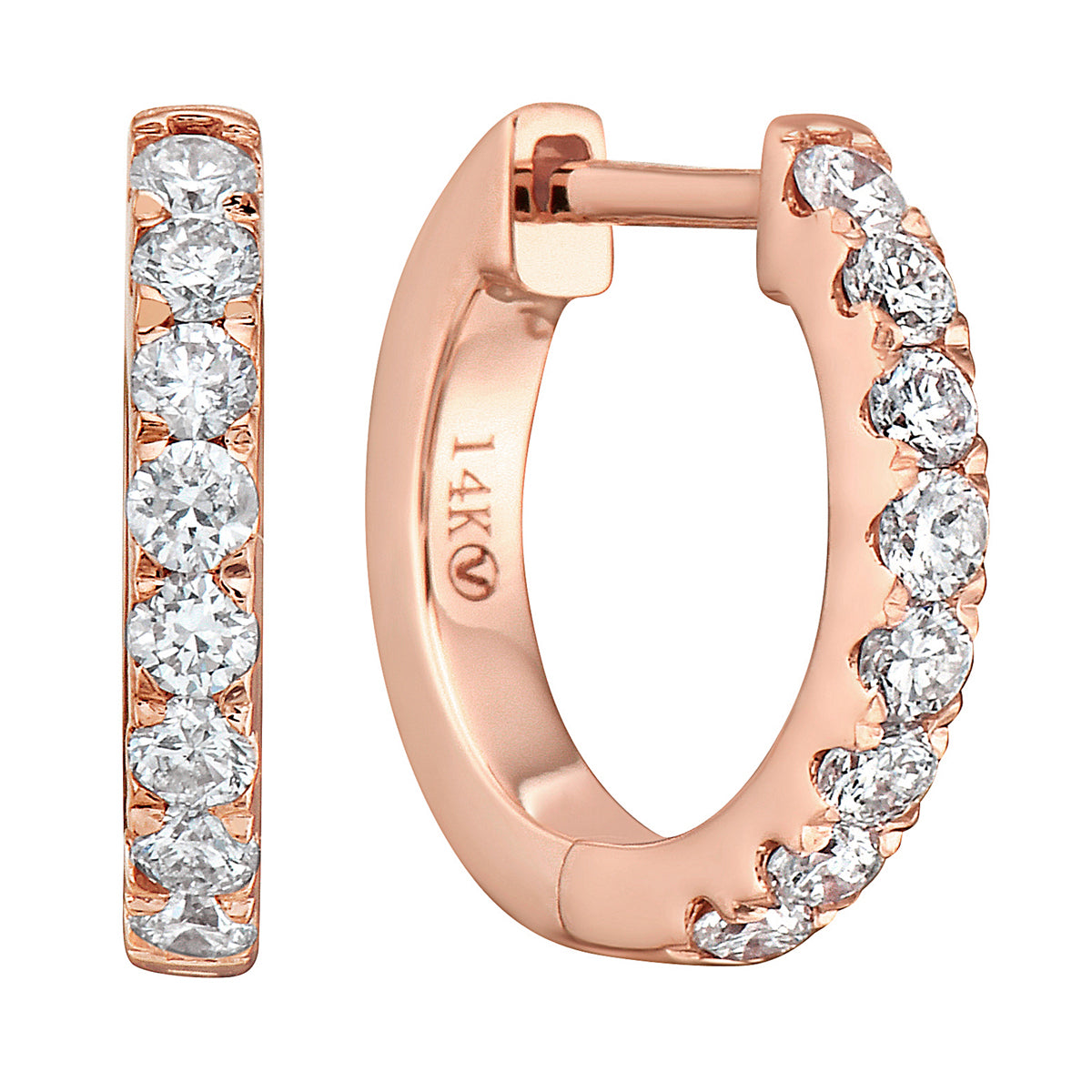 0.29 CT Rose Gold 12mm Diamond Huggie Earrings - Large