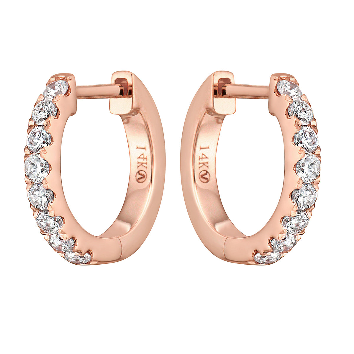 0.29 CT Rose Gold 12mm Diamond Huggie Earrings - Large