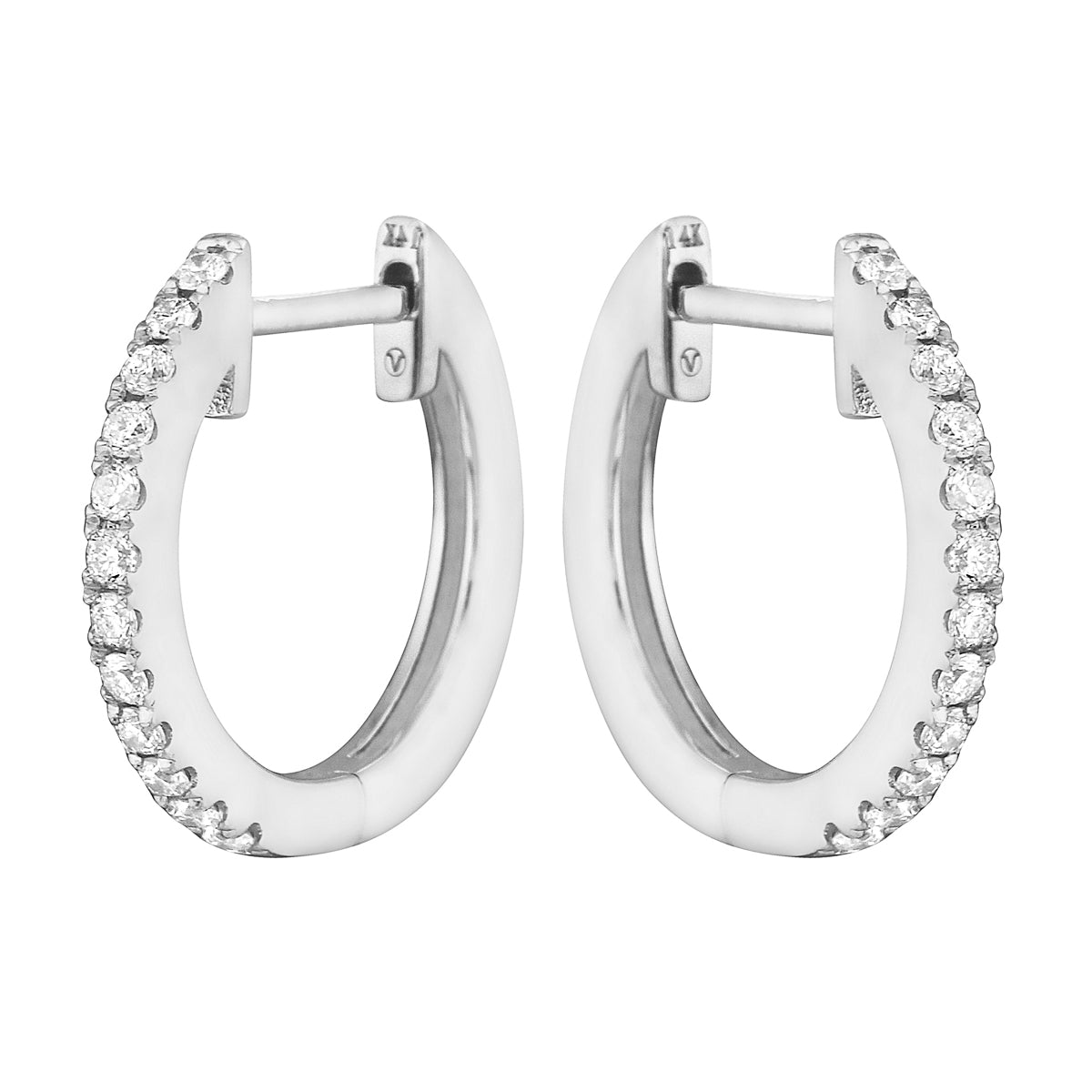 0.17 CT White Gold 14mm Diamond Huggie Earrings - Small