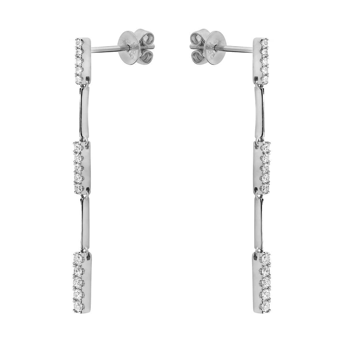 White Gold Diamond Link Drop Earrings