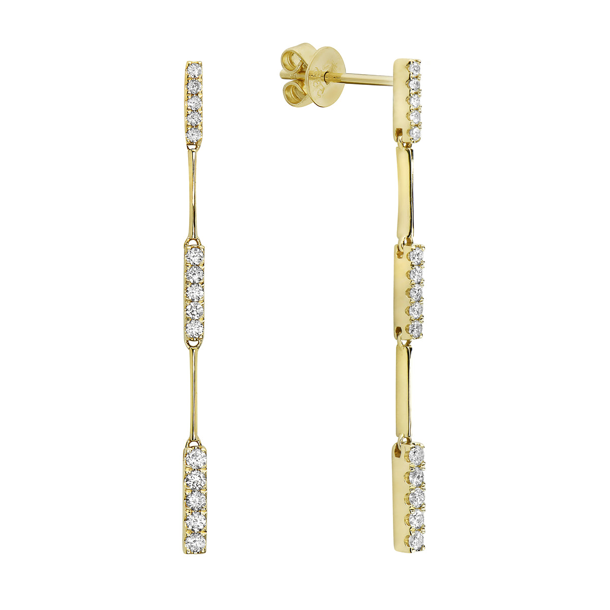 14K Yellow Gold Diamond Link Drop Earrings