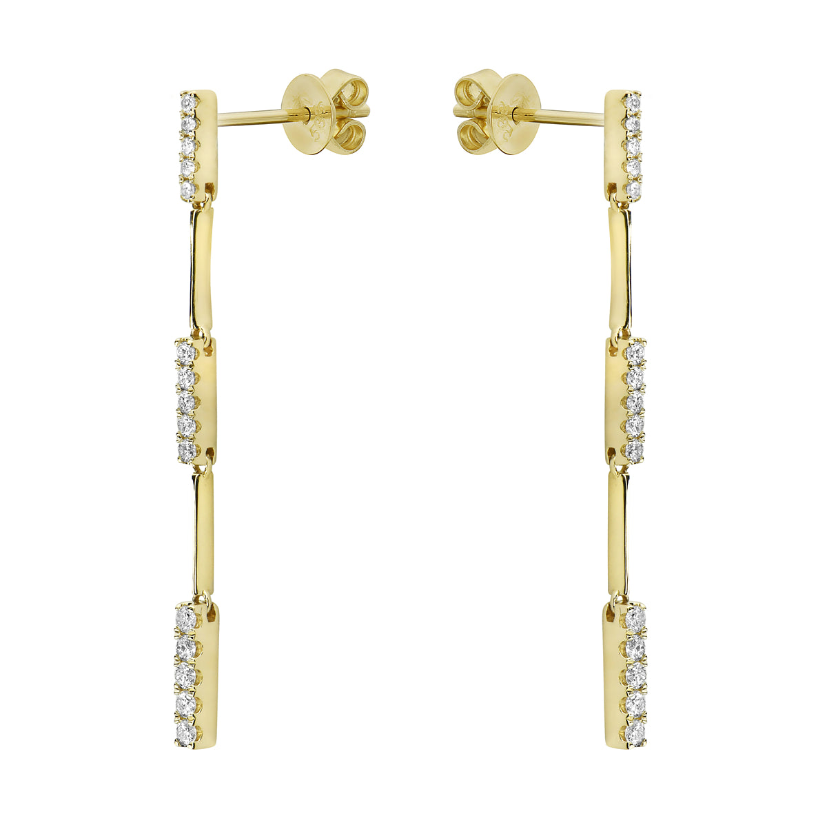 14K Yellow Gold Diamond Link Drop Earrings