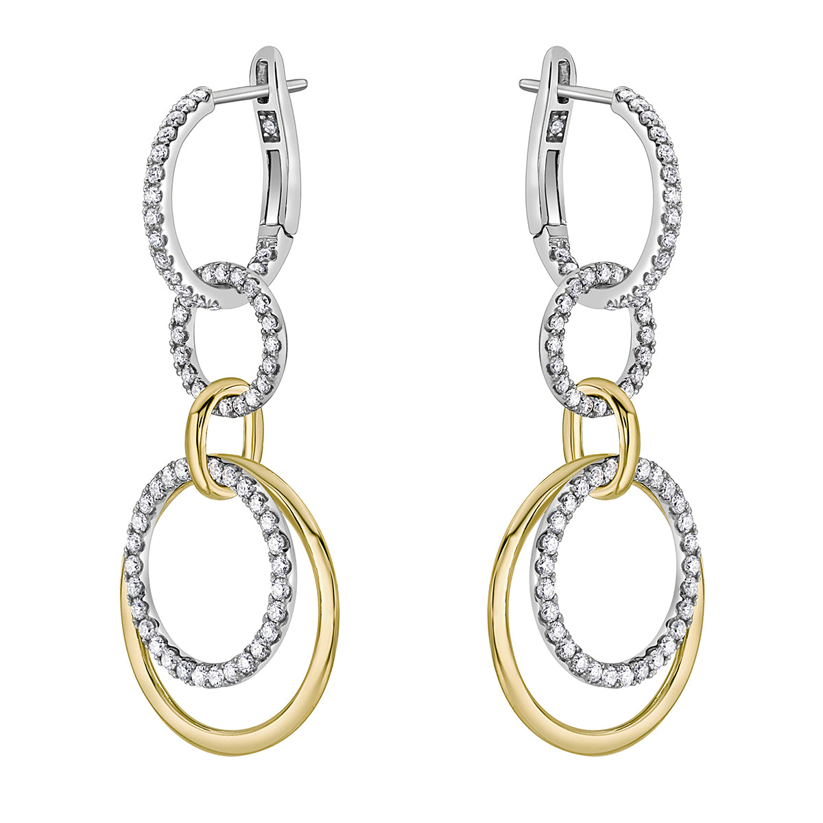 14K White Gold Multi Hoop Dangle Earrings