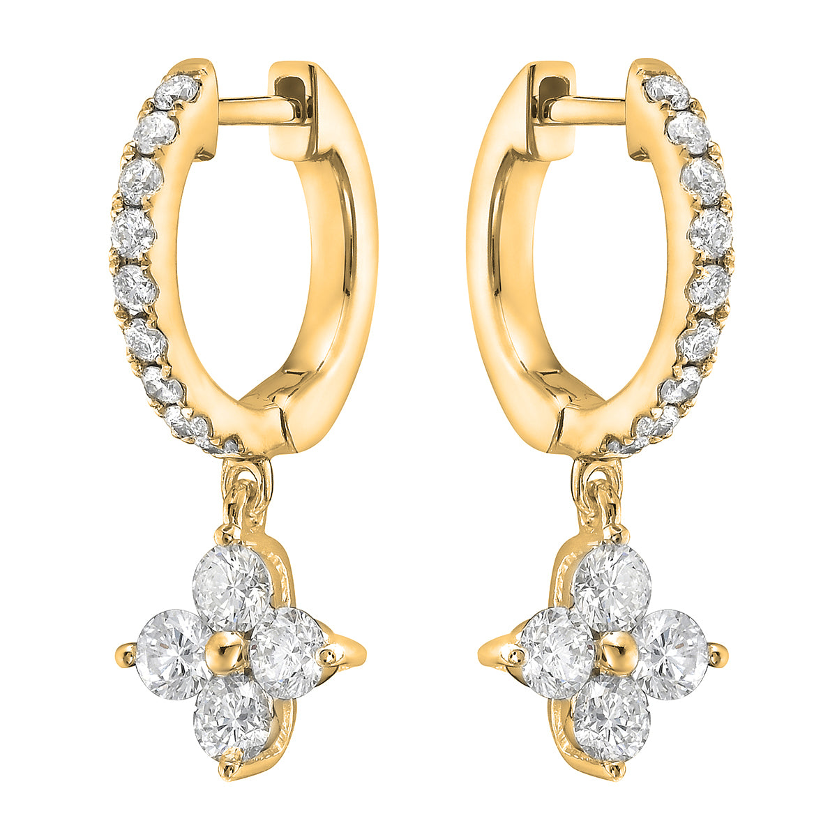 Earrings 14KY/2.6G 8RD-0.25CT 18RD-0.66CT