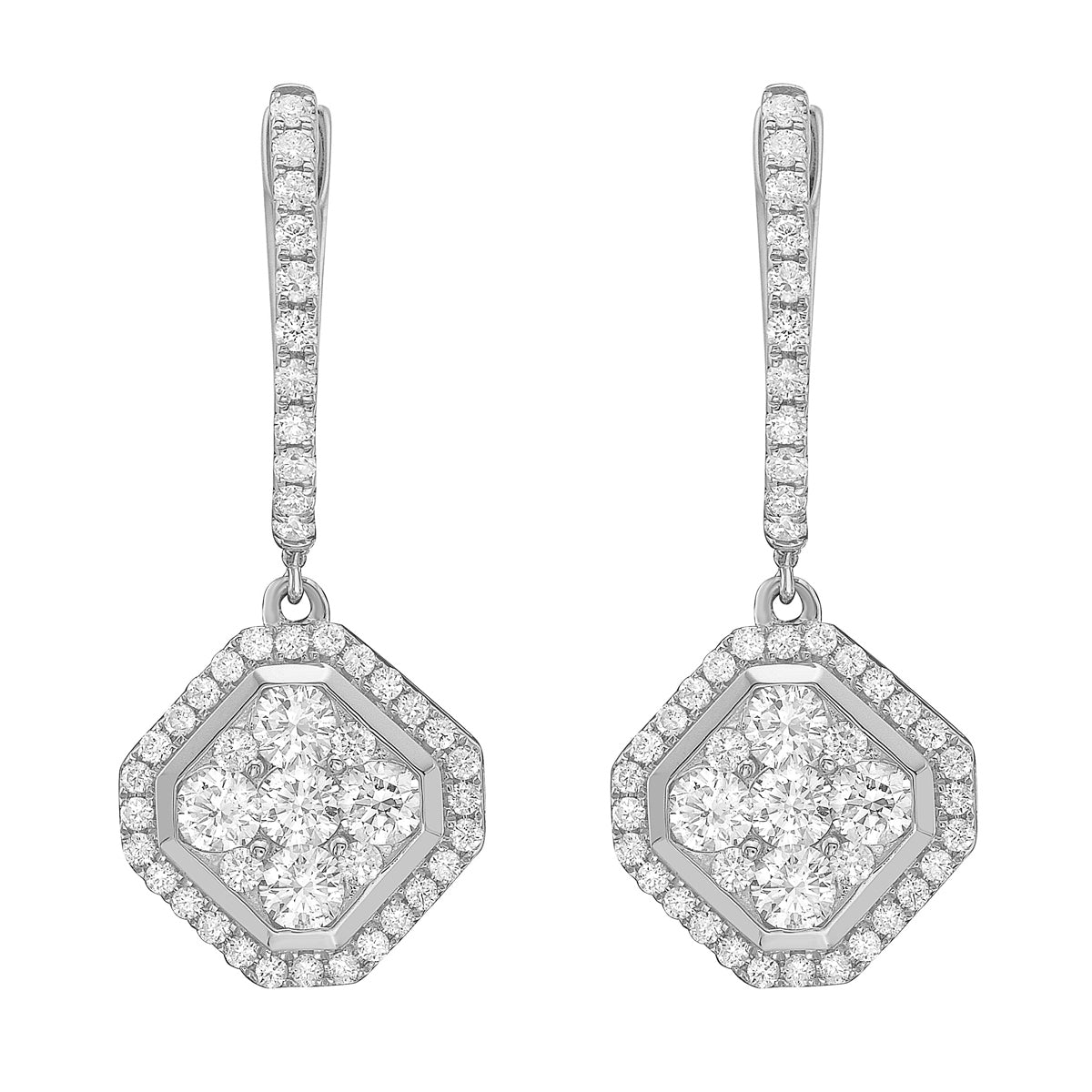 Earrings 14KW/3.9G 10RD-0.78CT 86RD-0.54CT