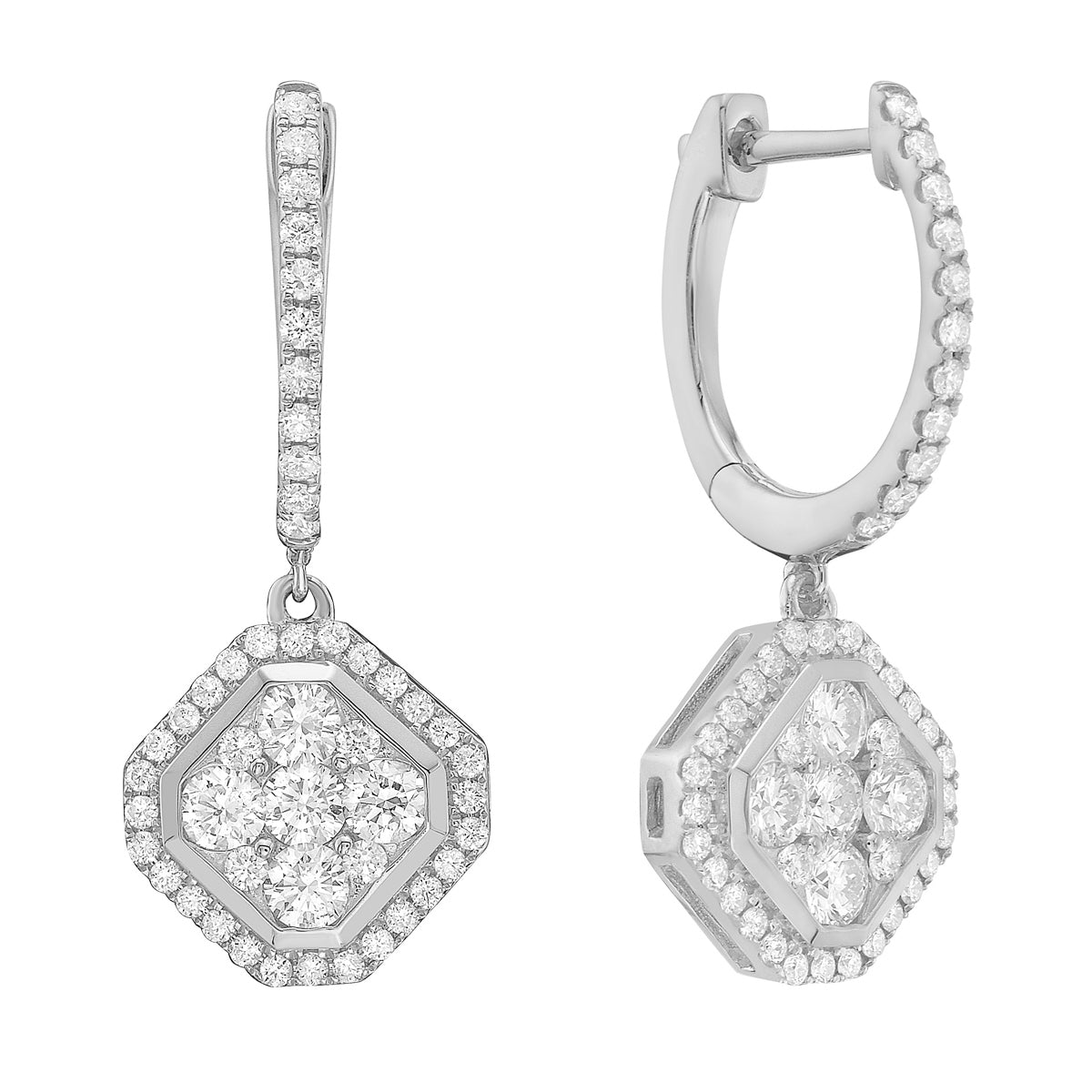 Earrings 14KW/3.9G 10RD-0.78CT 86RD-0.54CT