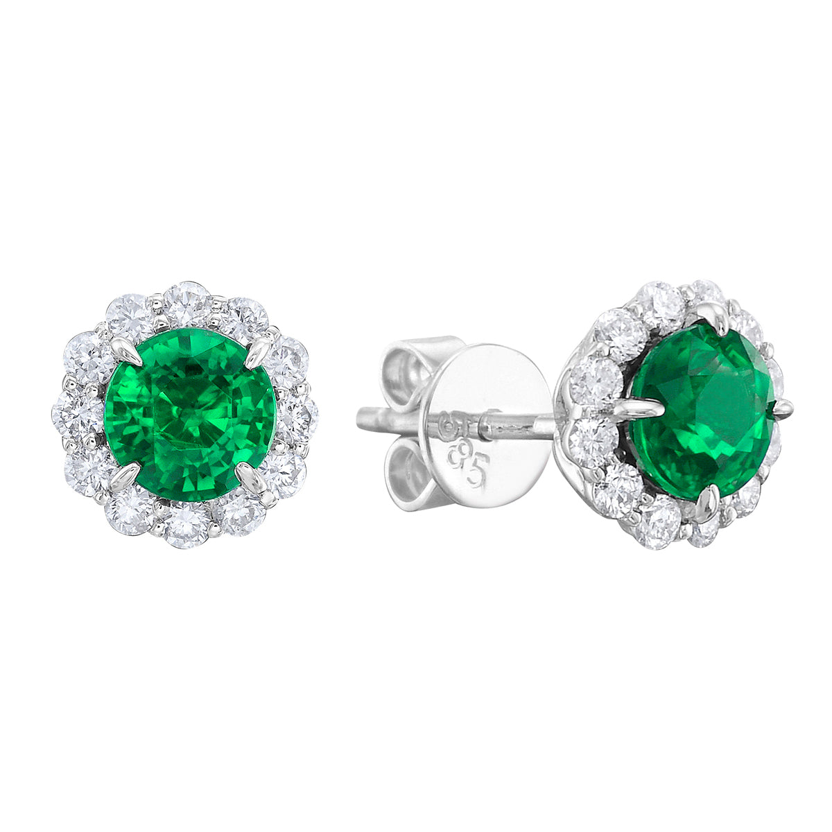 Earrings 14KW/1.5G 2EMER-0.69CT 22RD-0.48CT