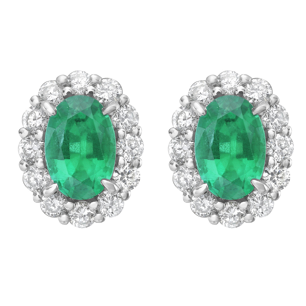 Earrings 14KW/1.8G 2EMER-0.83CT 24RD-0.42CT