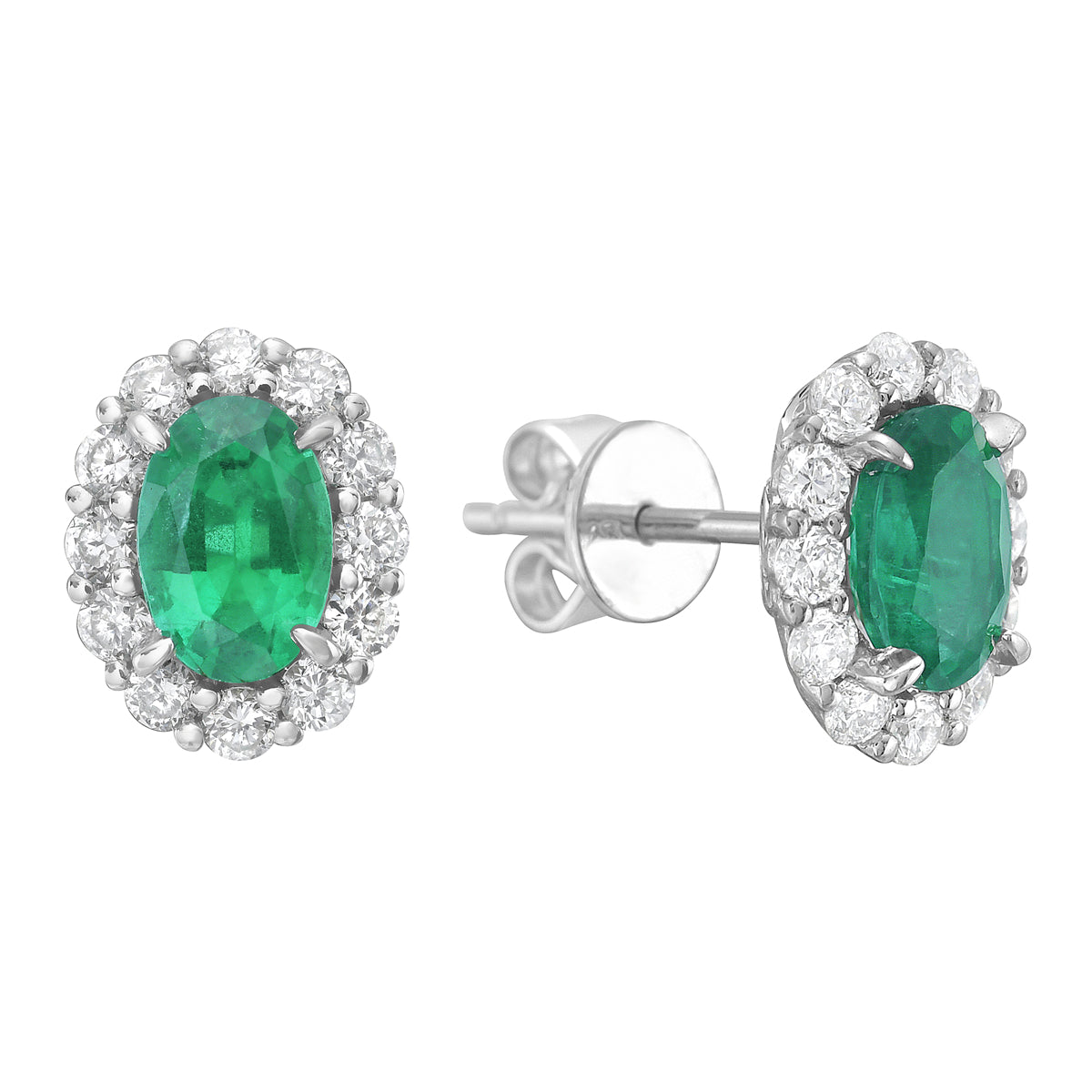 Earrings 14KW/1.8G 2EMER-0.83CT 24RD-0.42CT