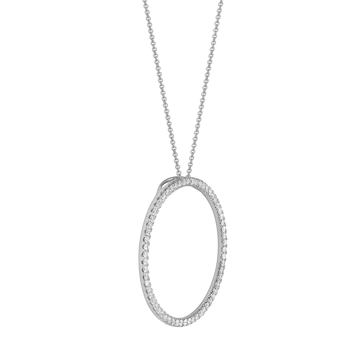 1.04CT White Gold Diamond Open Circle Pendant