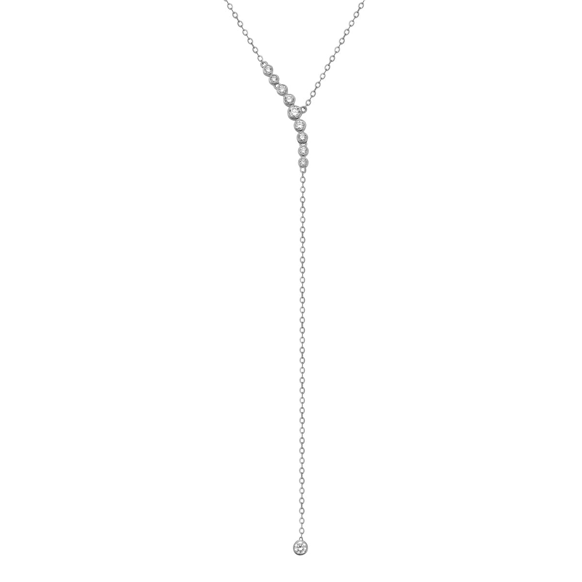 14K White Gold Diamond Cascading Drop Pendant