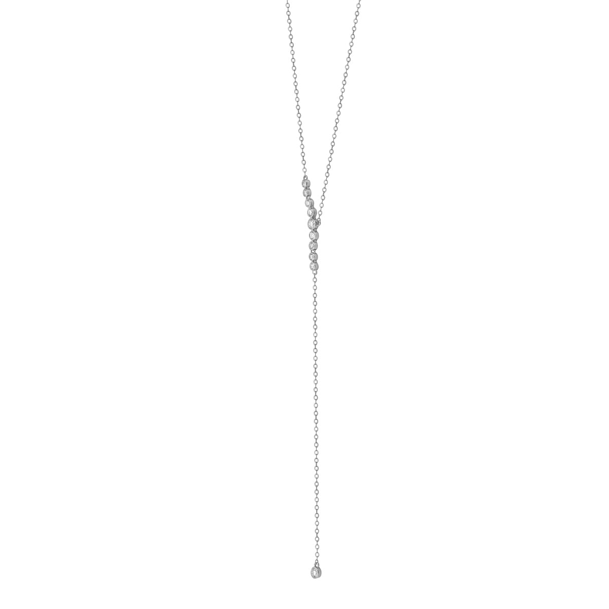 14K White Gold Diamond Cascading Drop Pendant