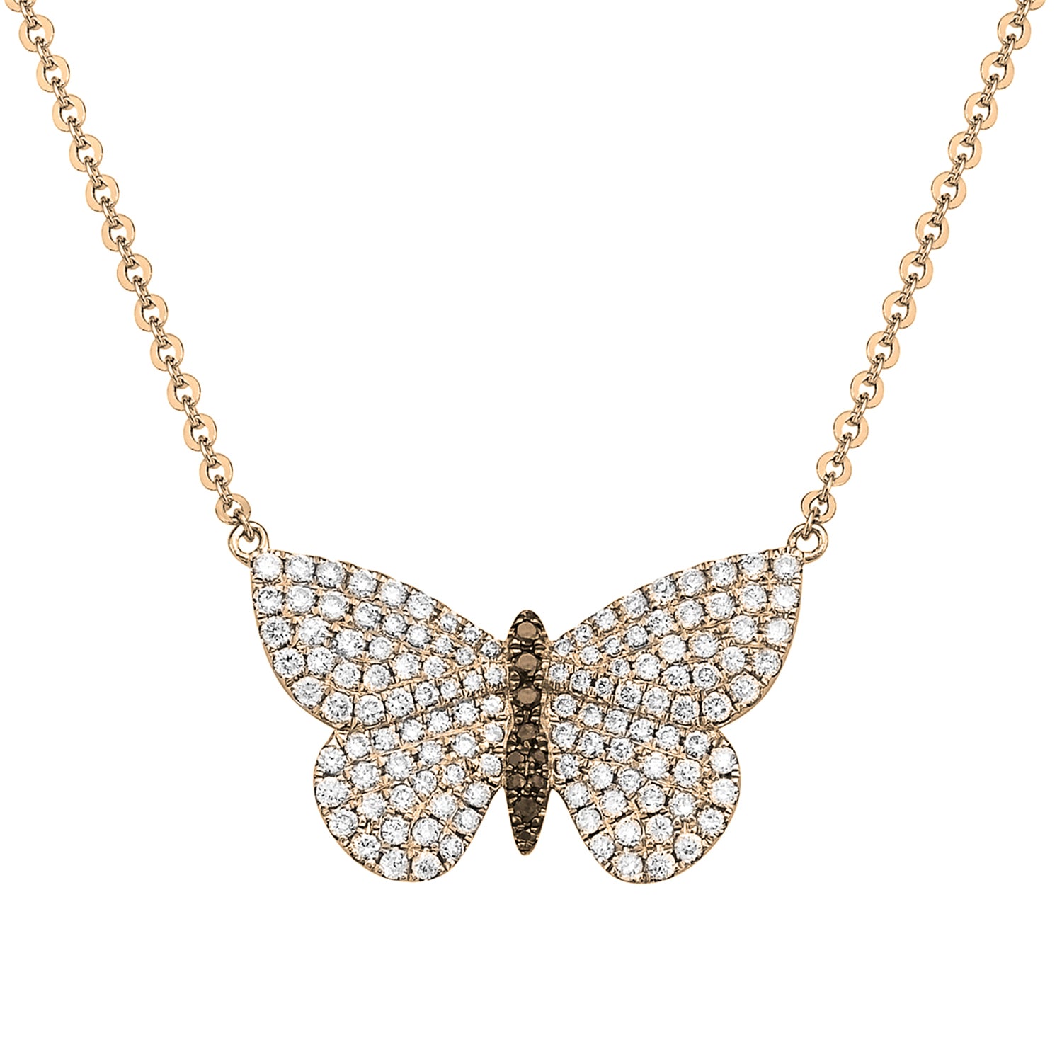 14K Yellow Gold Diamond Butterfly Pendant