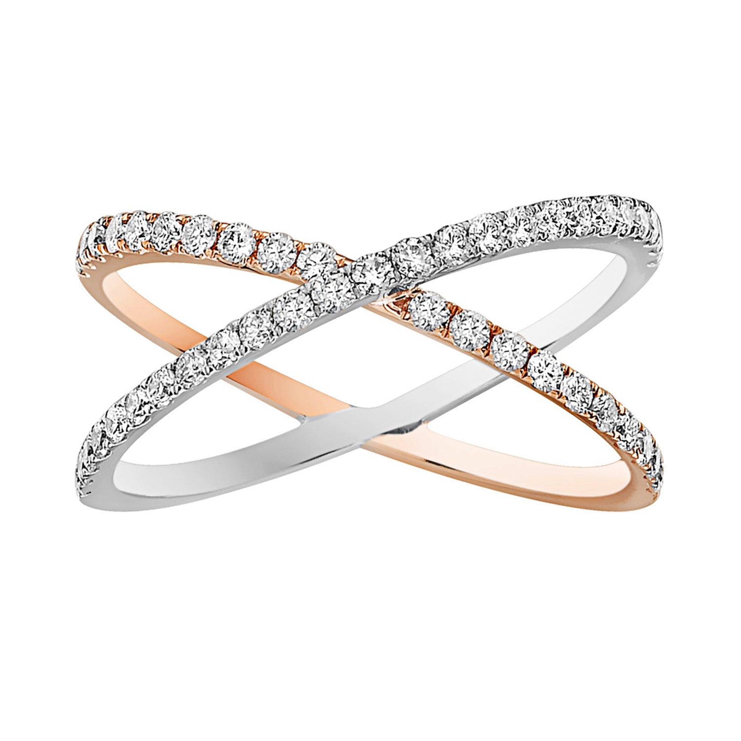 14K White and Rose Gold X Ring - Large