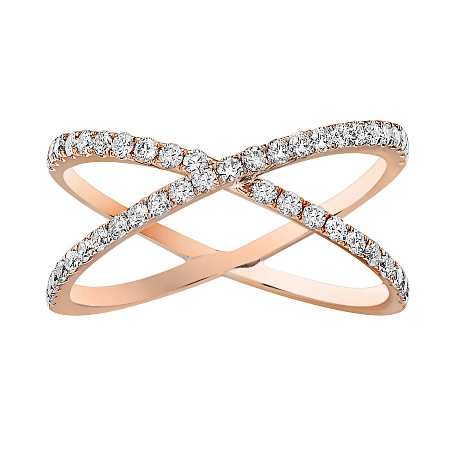 14K Rose Gold X Ring - Large