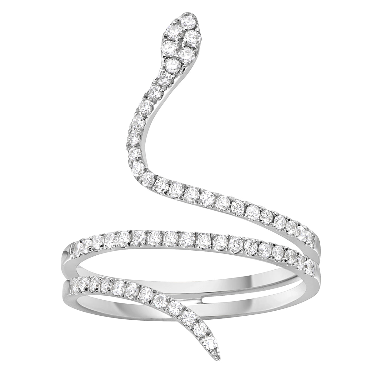 14K White Gold Snake Ring - Large