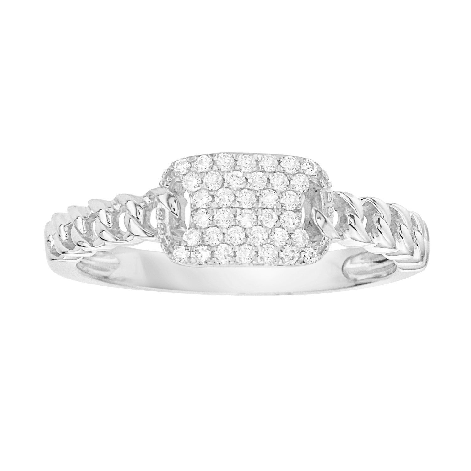 14K White Gold Tag Ring