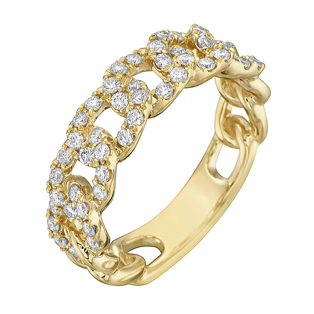 14K Yellow Gold Diamond Link Ring