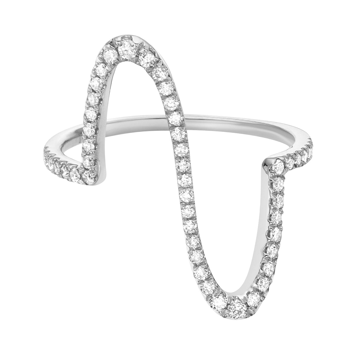 14K White Gold Diamond Heartbeat Ring