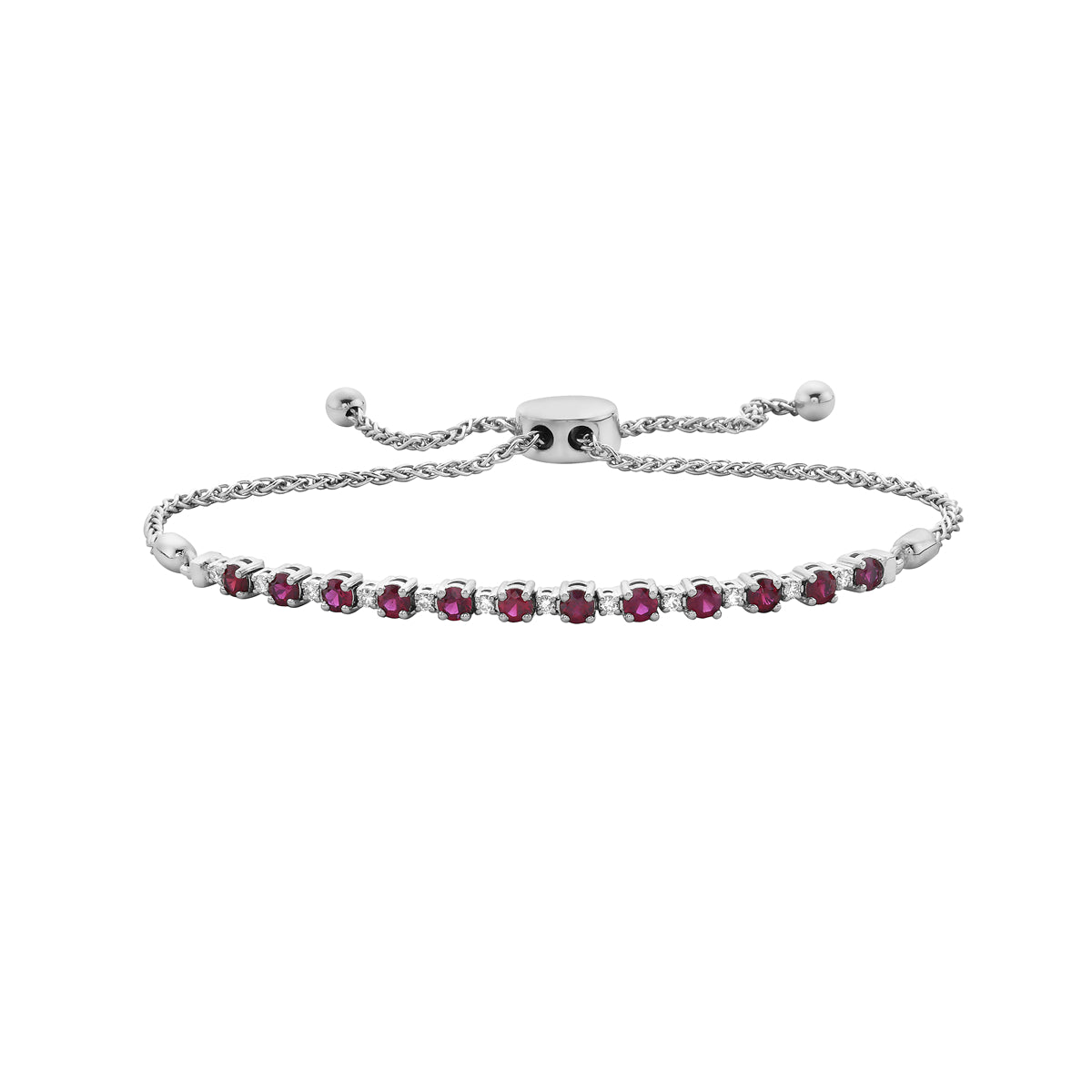 Bracelet 14KW/9G 12RUBY-1.5CT 12RD-0.25CT