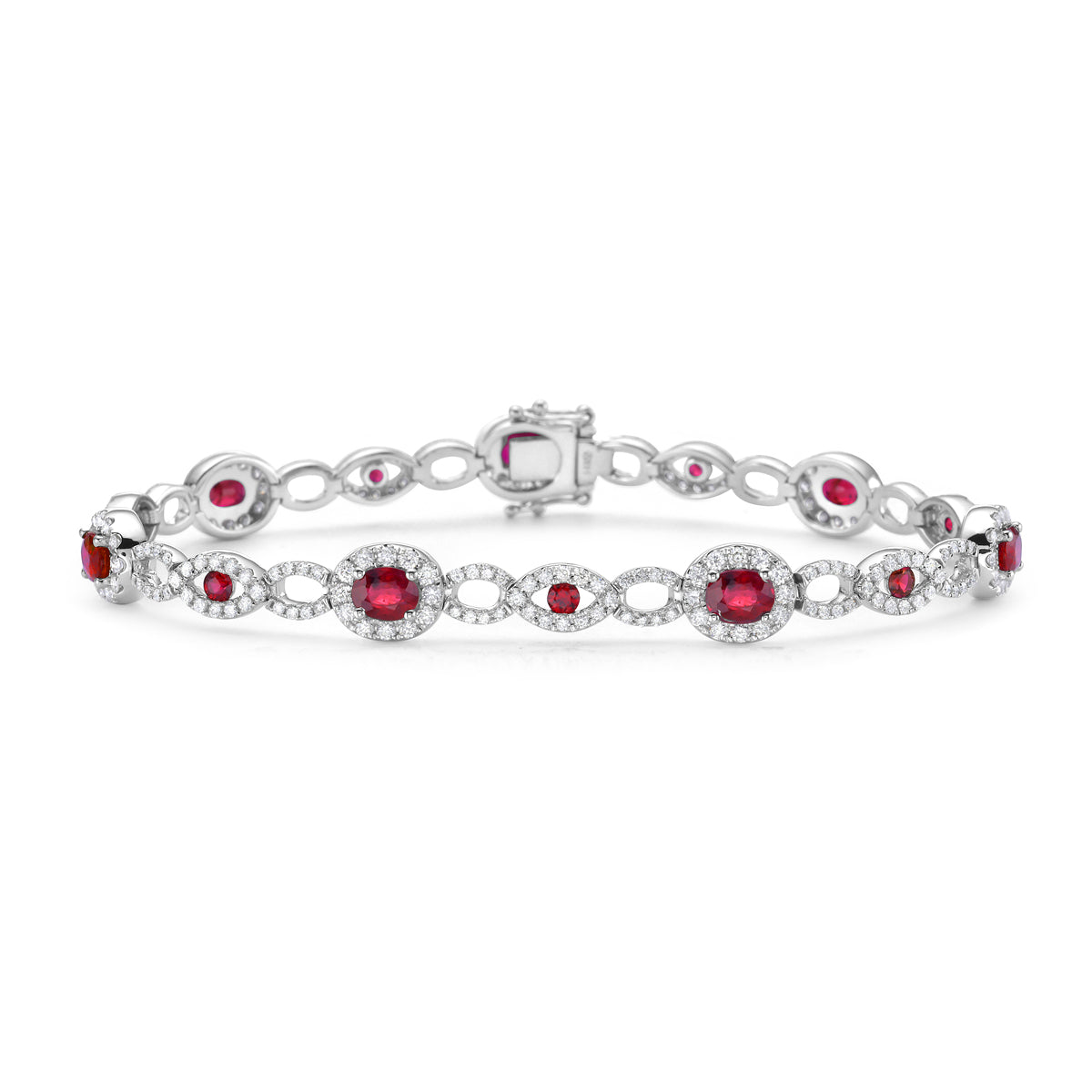 Bracelet 14KW/10.8G 14RUBY-3.46CT 280RD-2.07CT