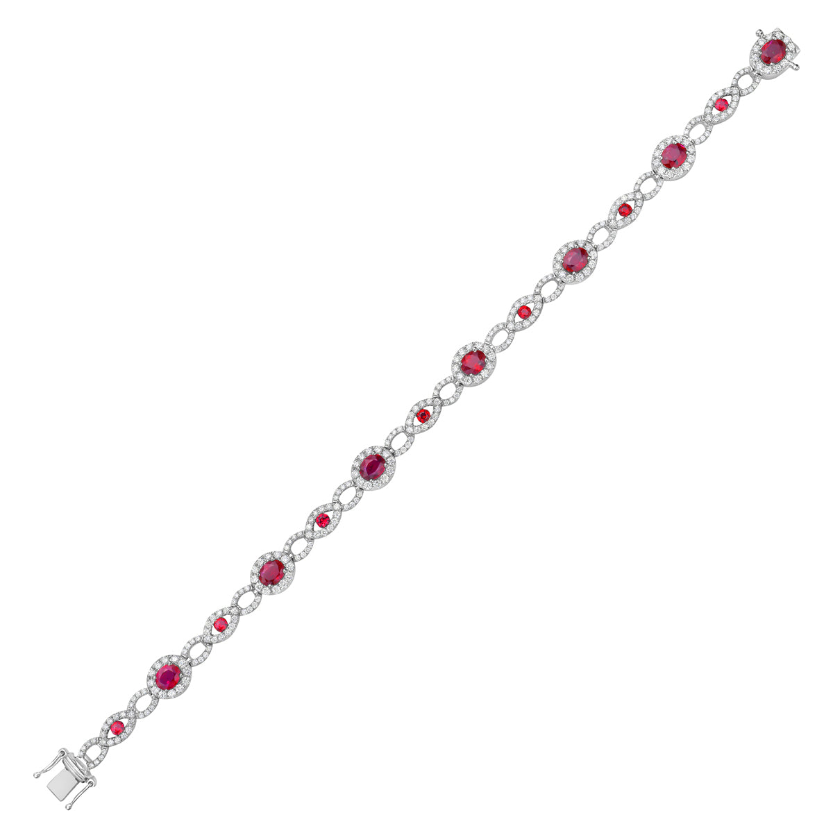 Bracelet 14KW/10.8G 14RUBY-3.46CT 280RD-2.07CT