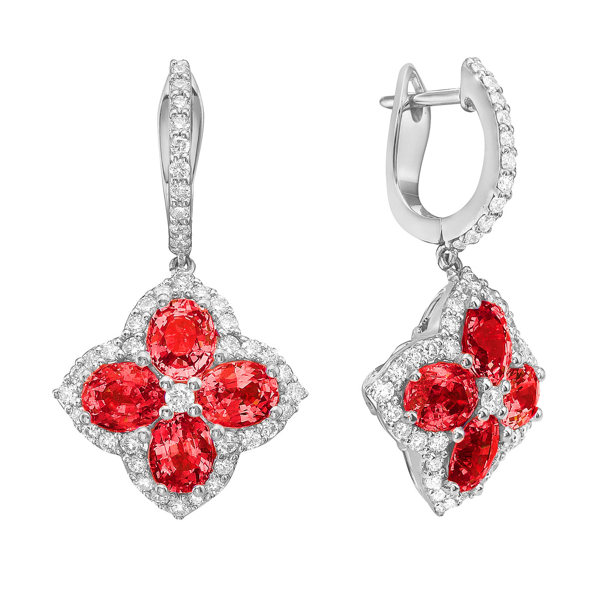 Earrings 18KR/4.2G 8RUBY-3.5CT 88RD-0.66CT