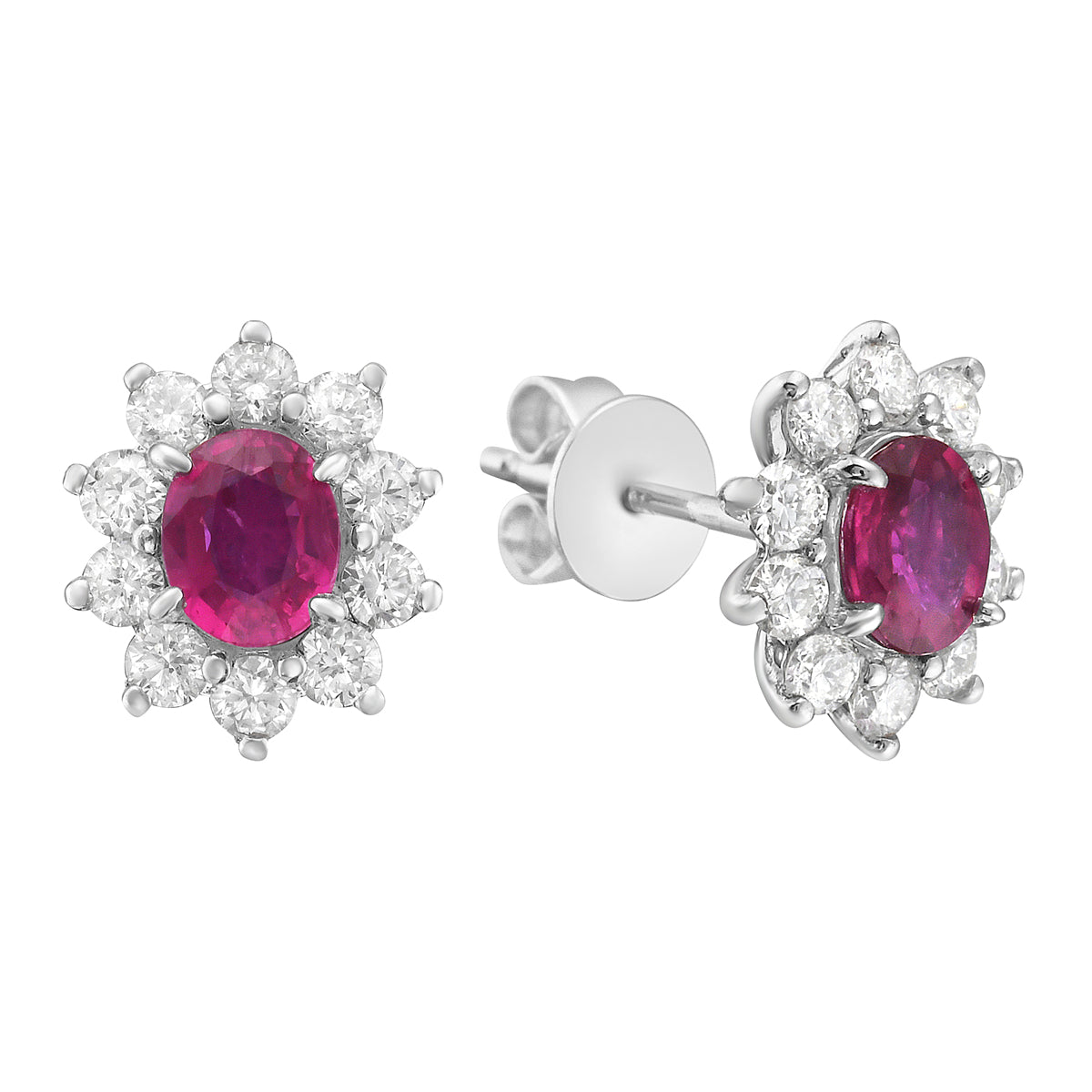 Earrings 14KW/1.3G 2RUBY-0.81CT 20RD-0.49CT