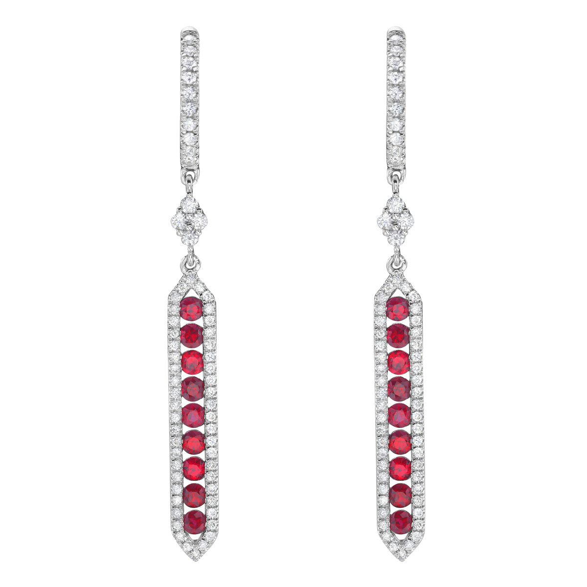 Earrings 14KW/3.6G 18RUBY-0.89CT 124RD-0.52CT