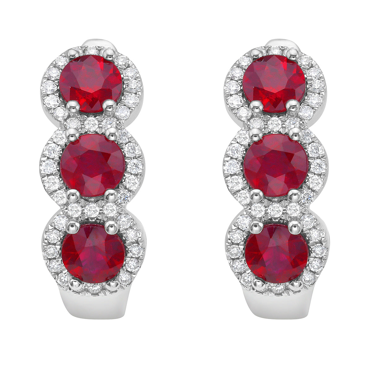 Earrings 14KW/4.5G 6RUBY-1.52CT 84RD-0.24CT